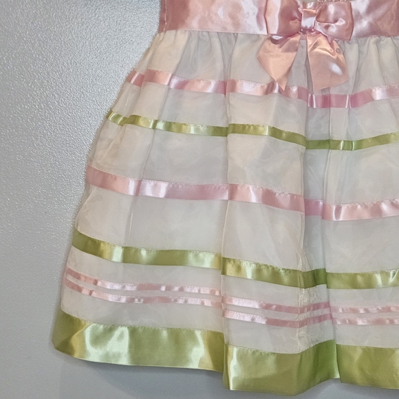 Bonnie Jean Satin Ribbon Dress Pink & Green Size 2T - Picture 4 of 15